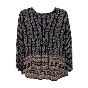 Madewell | Floral Black Silk Top Size Small